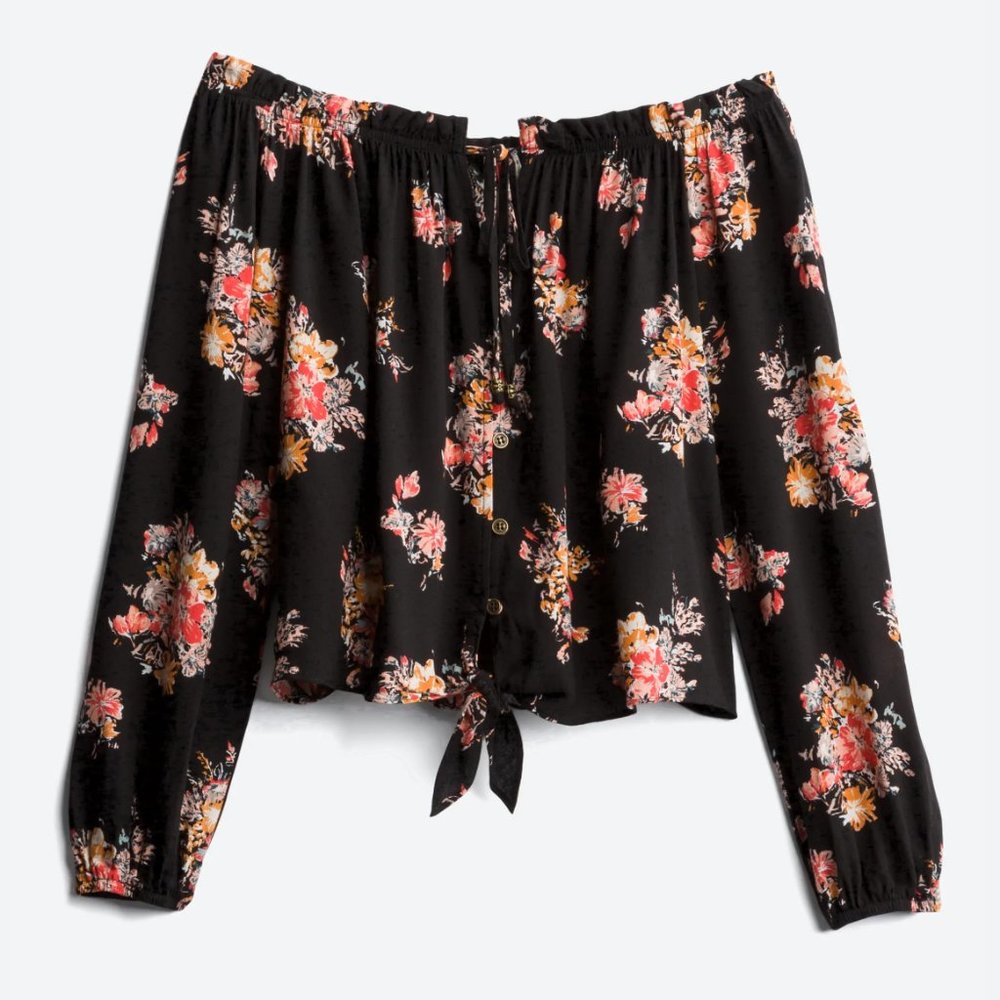 MASON & BELLE Kolleen Off the Shoulder Tie Front Top
